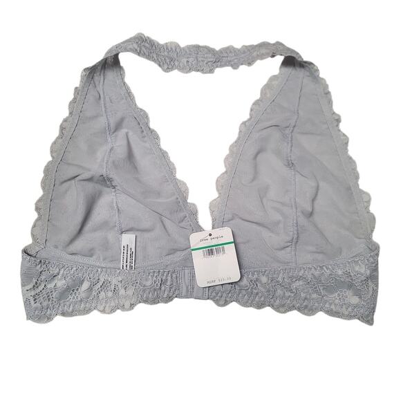 Free People Intimately Floral Lace Wireless Halter Bralette Large Gray NWT - Picture 2 of 4
